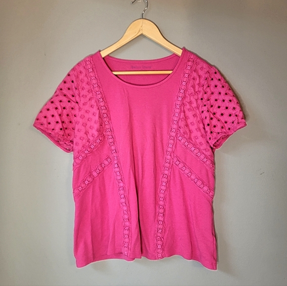 Rebecca Malone Tops - 3/$15 💖 Rebecca Malone Pink Crew Neck Blouse XL